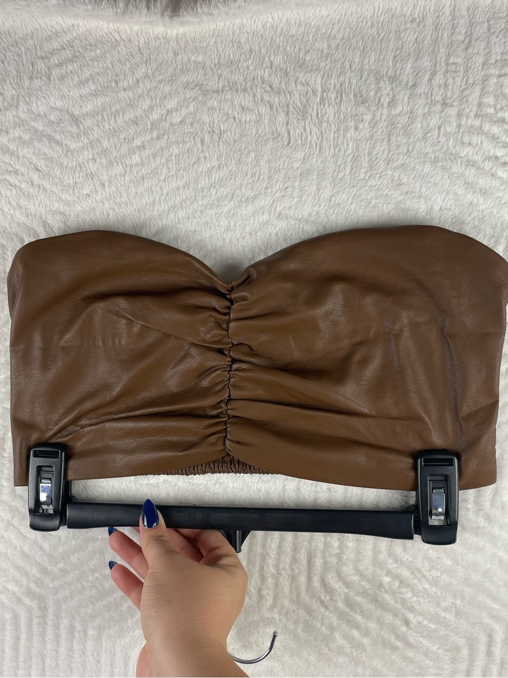 Olivaceous Brown Faux Leather Bandeau Top